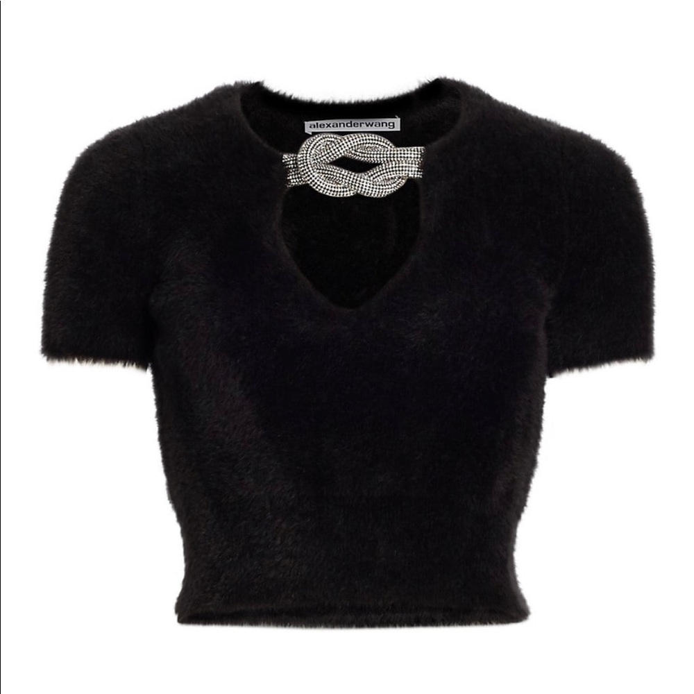 NWT Alexander Wang Crystal Knot Knit V-Neck Top